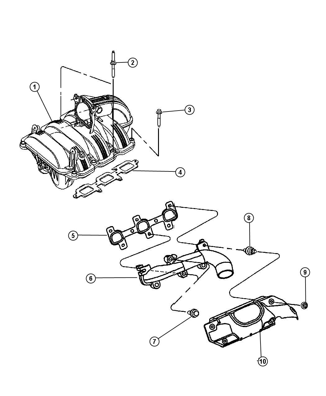 Manifolds, Intake and Exhaust, 3.7L [Engine - 3.7L V6]. Diagram