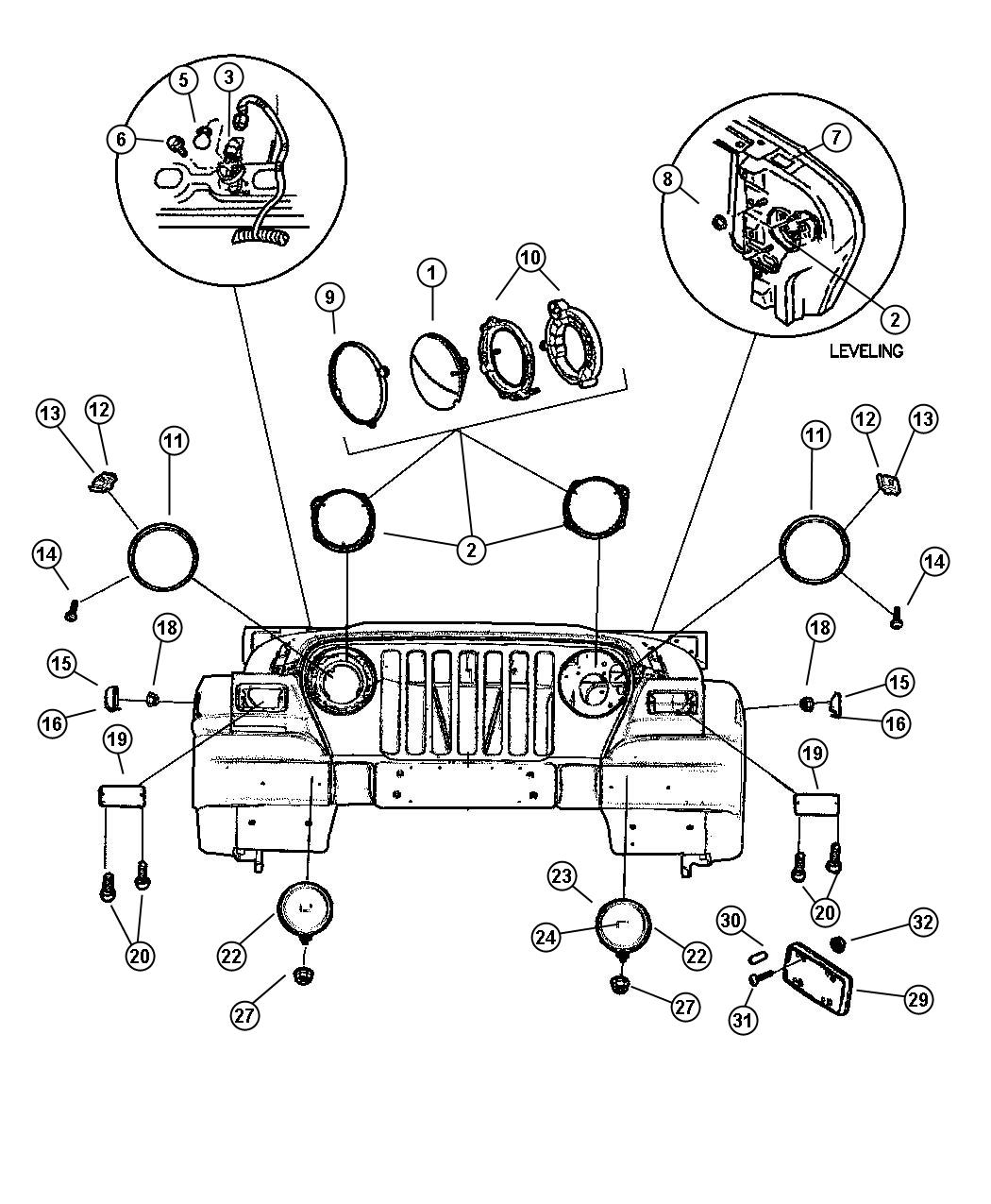 Diagram Lamps--Front. for your Jeep Wrangler  