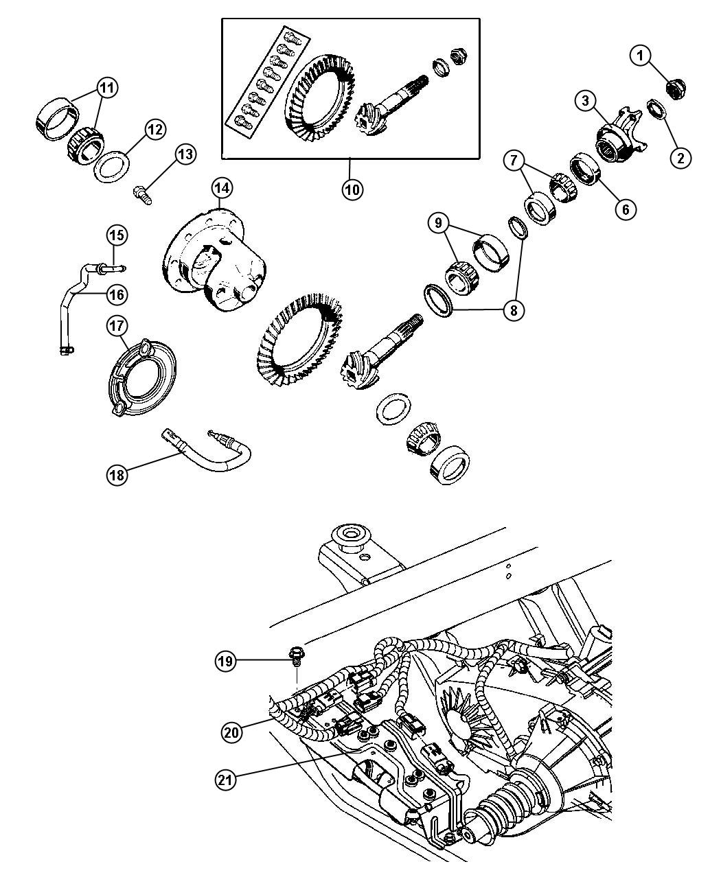 Diagram Differential,With Trulok Differential [Axle - Tru-Lok Frt/Rr] Dana 44/226MM [Axle - Rear, Dana 44/226MM]. for your Jeep Wrangler  