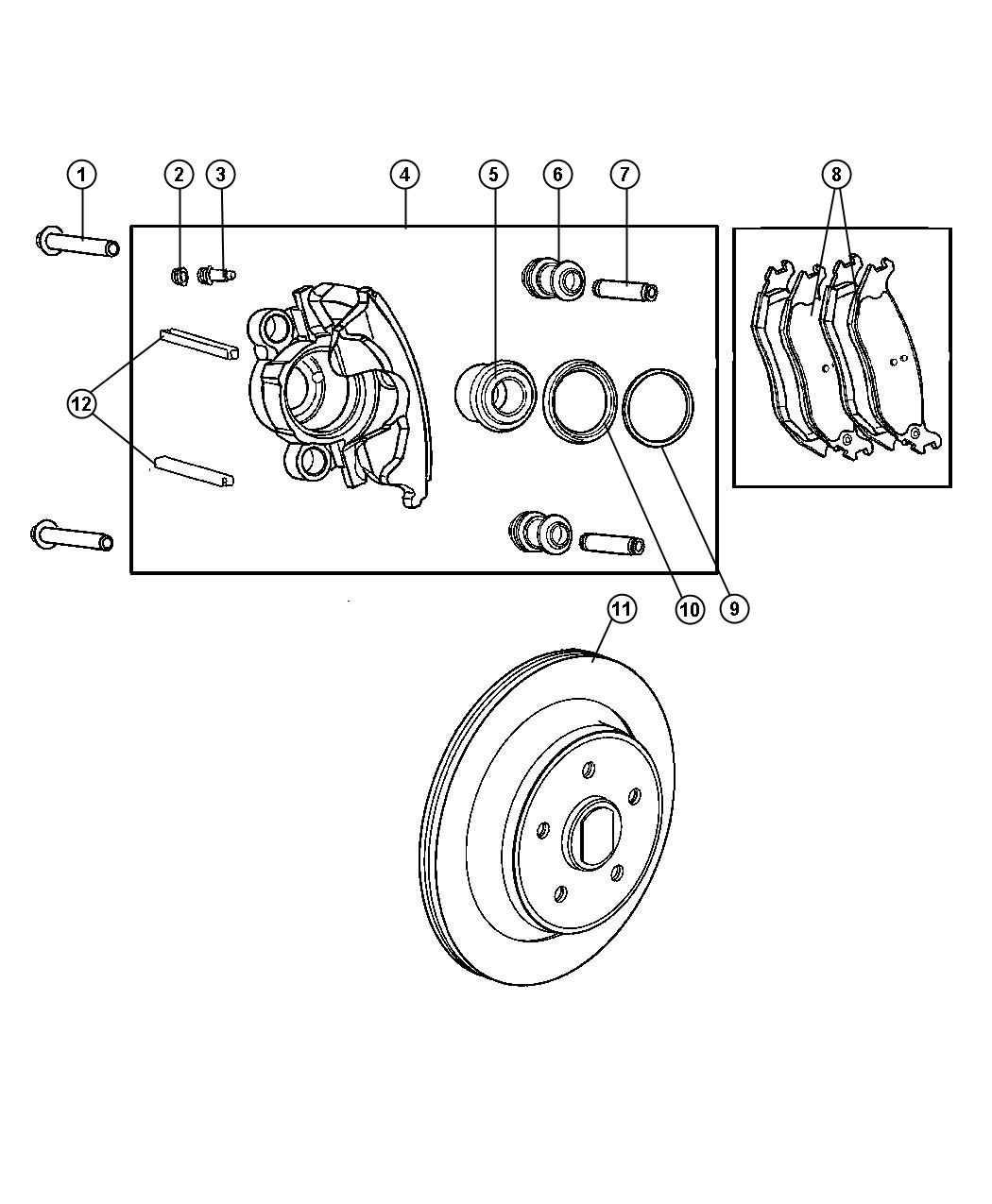 Diagram Brakes,Rear,Disc. for your 2005 Jeep Wrangler   