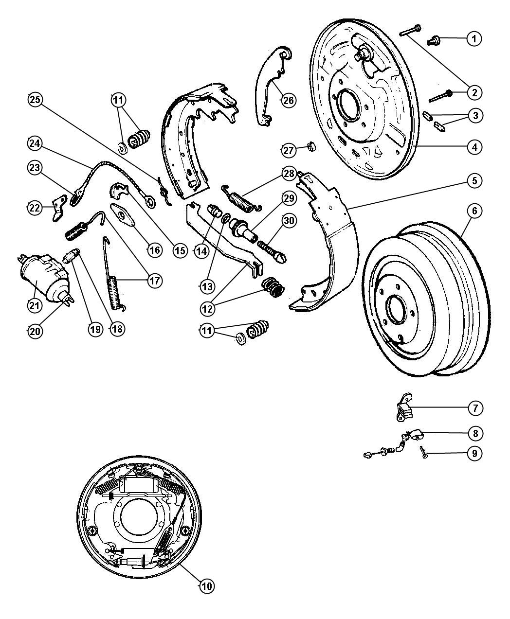 Diagram Brakes,Rear,Drum. for your Jeep Wrangler  