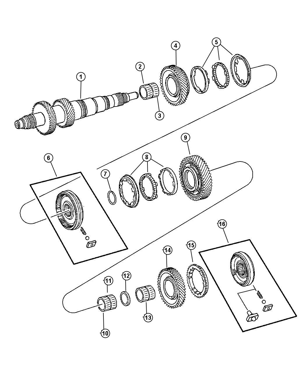 Diagram Main Shaft [6-SPEED MANUAL NSG370 TRANSMISSION]. for your Jeep Liberty  