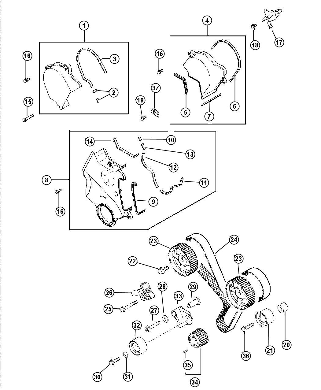 Diagram Timing Belt And Cover 2.5L V-6 (EEB). for your Chrysler