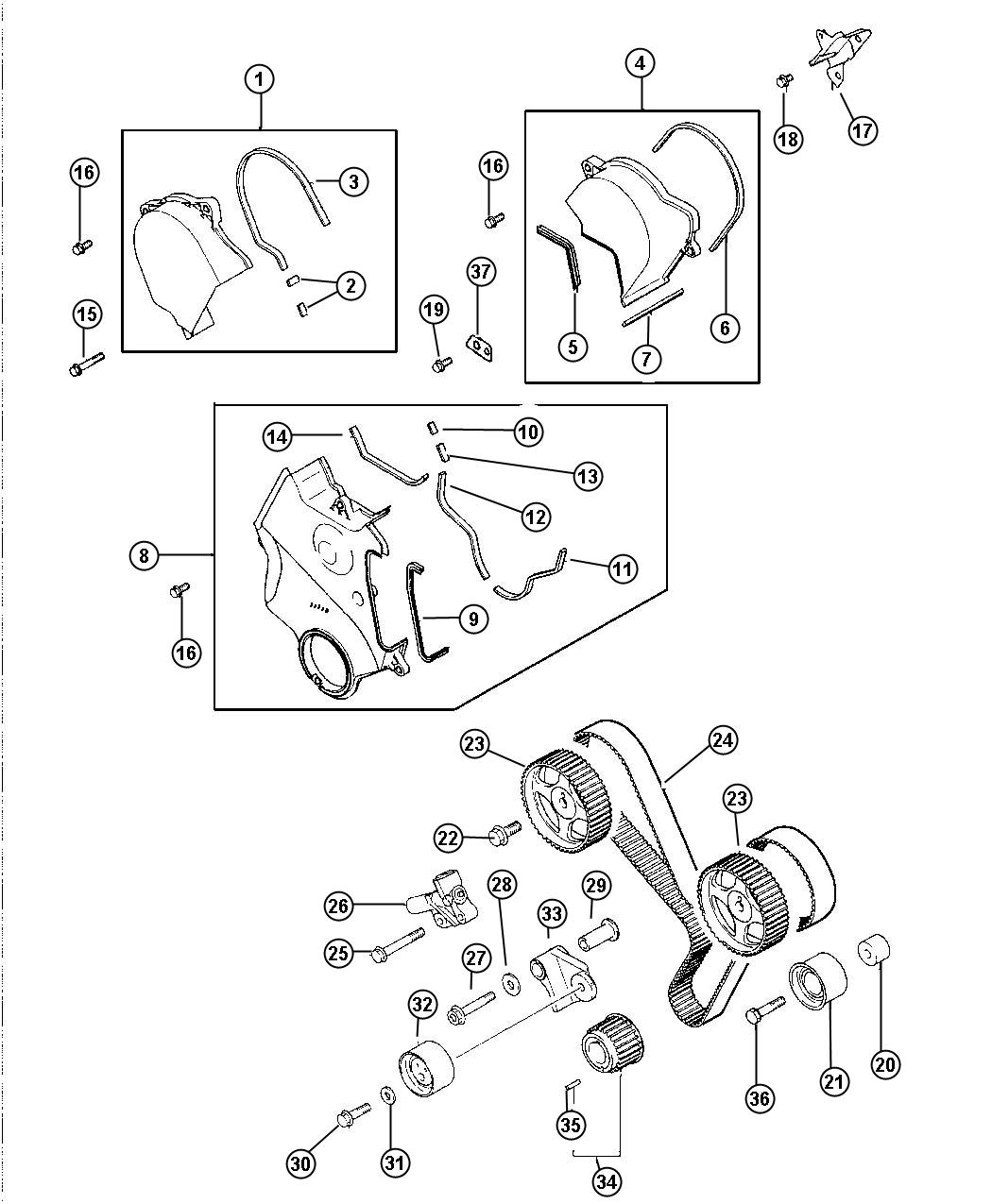 Diagram Timing Belt And Cover 2.5L V-6 (EEB). for your Chrysler