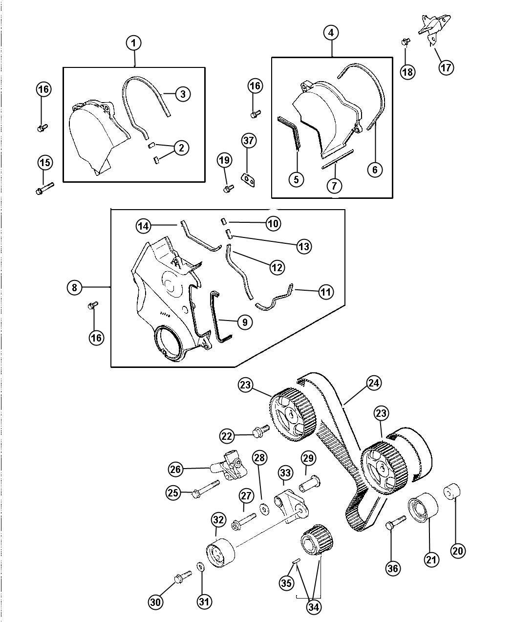 Diagram Timing Belt And Cover 2.5L V-6 (EEB). for your Dodge