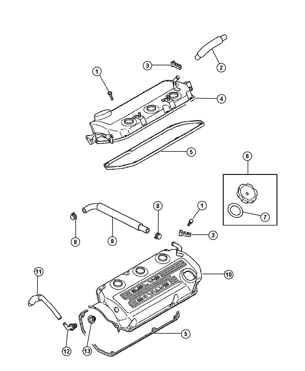 Diagram Crankcase Ventilation 2.5L V-6 (EEB). for your Dodge