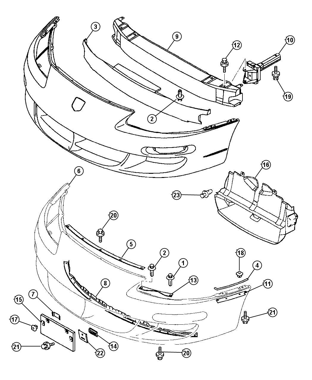 Diagram Bumper and Support, Front. for your Dodge