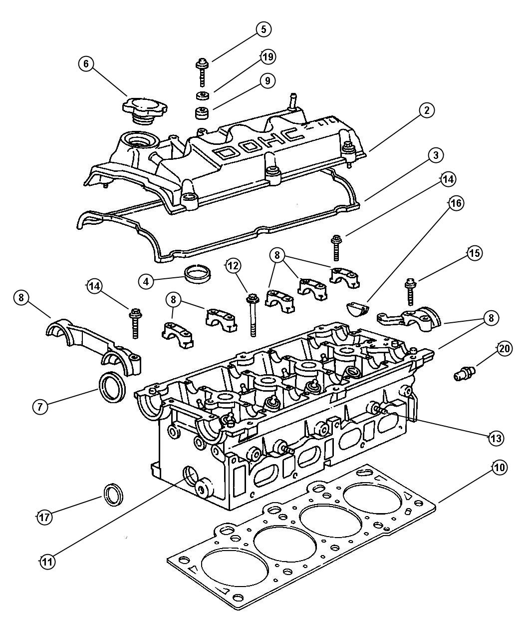 Diagram Cylinder Head 2.0L DOHC FE Engine ECF. for your Chrysler 300  M