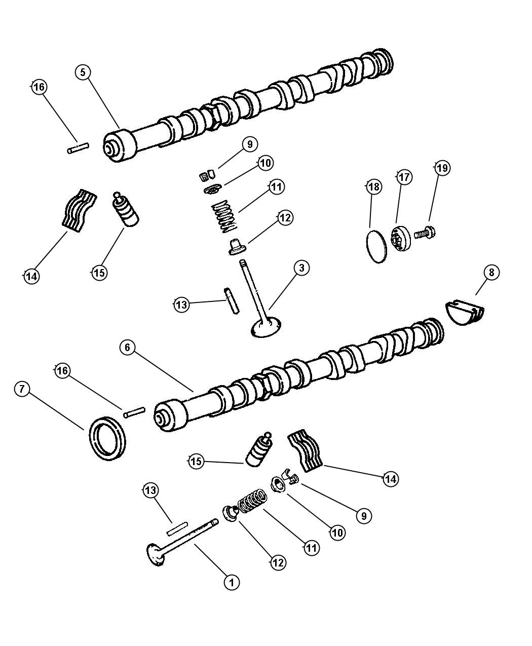 Diagram Camshafts and Valves. for your Chrysler 300 M 