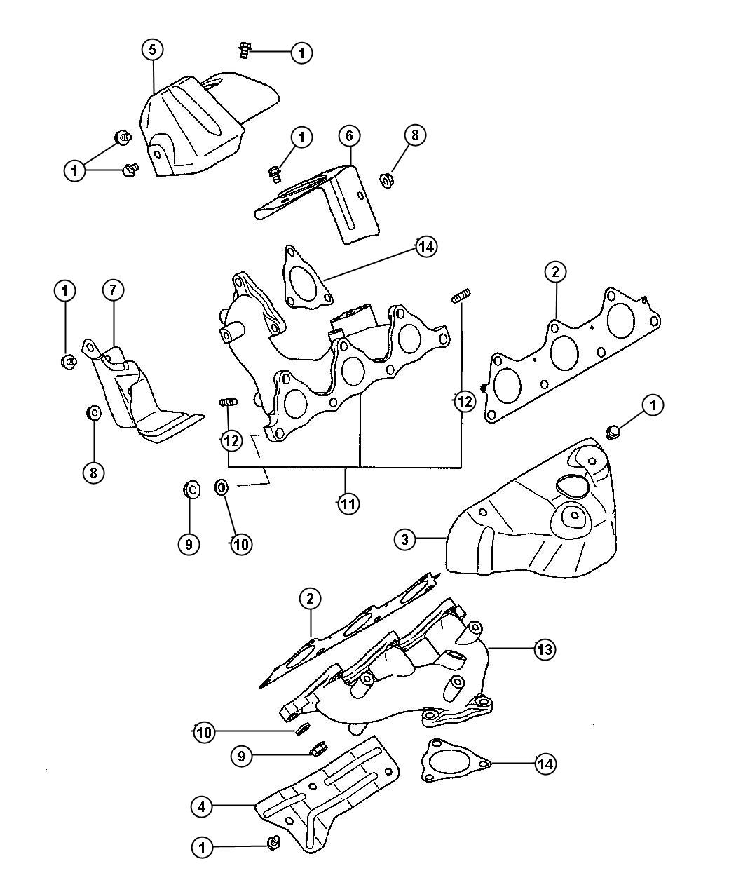 Diagram Manifold, Exhaust With FCC. for your Chrysler 300 M 