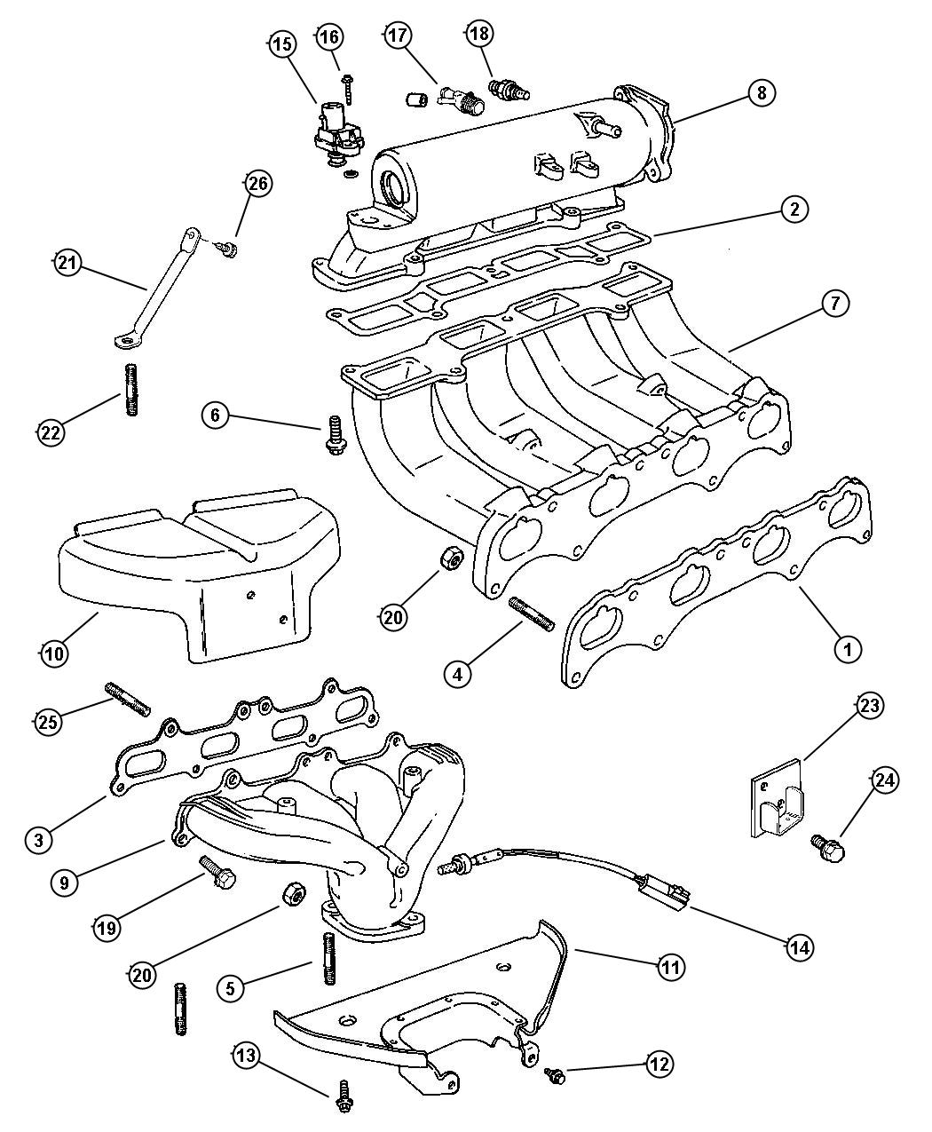 Diagram Manifolds, Intake and Exhaust. for your 2000 Chrysler 300 M  