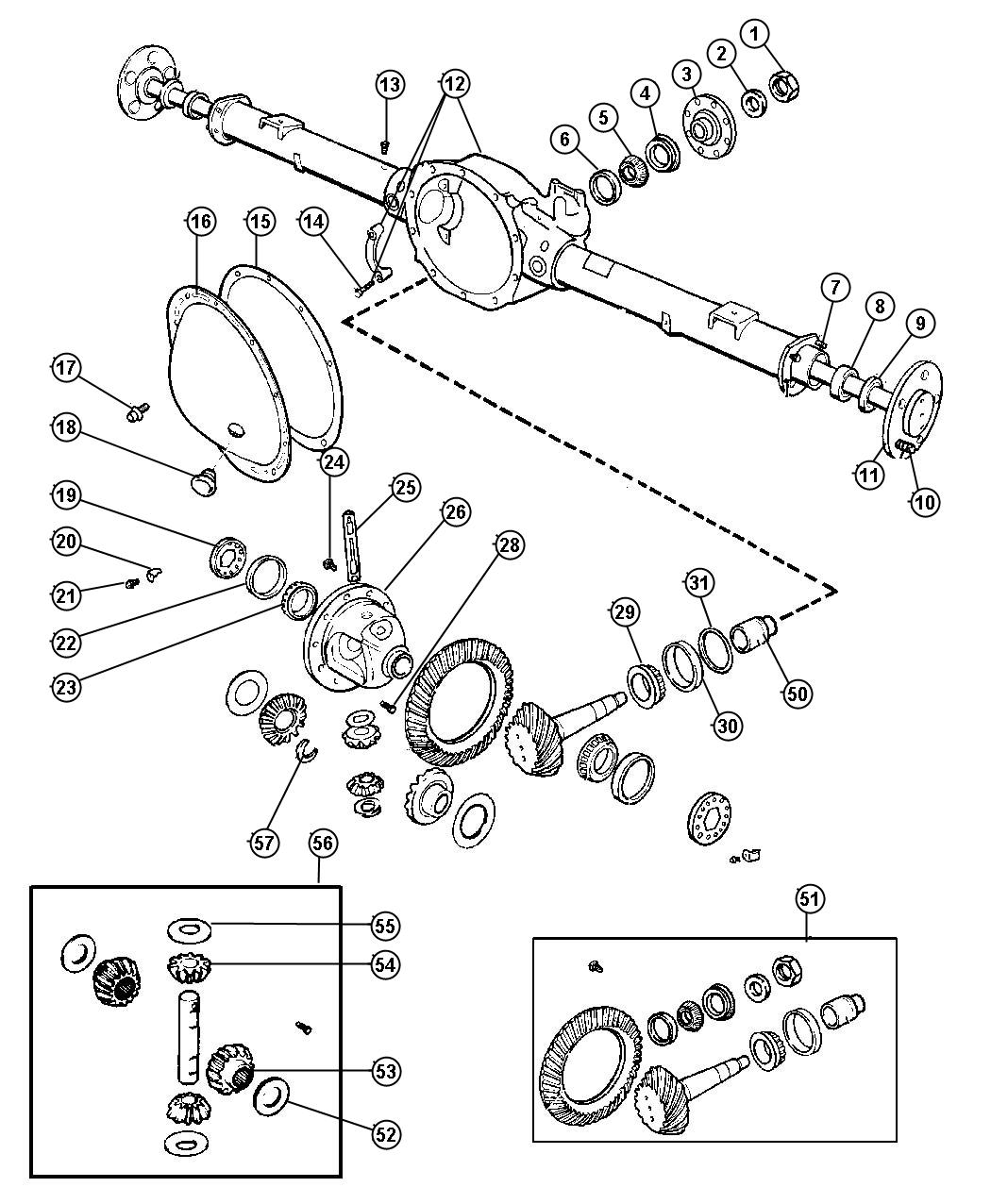 Diagram Axle,Rear,with Differential and Housing,Corporate 8.25 [Axle - Rear, Corporate 8.25]. for your Jeep