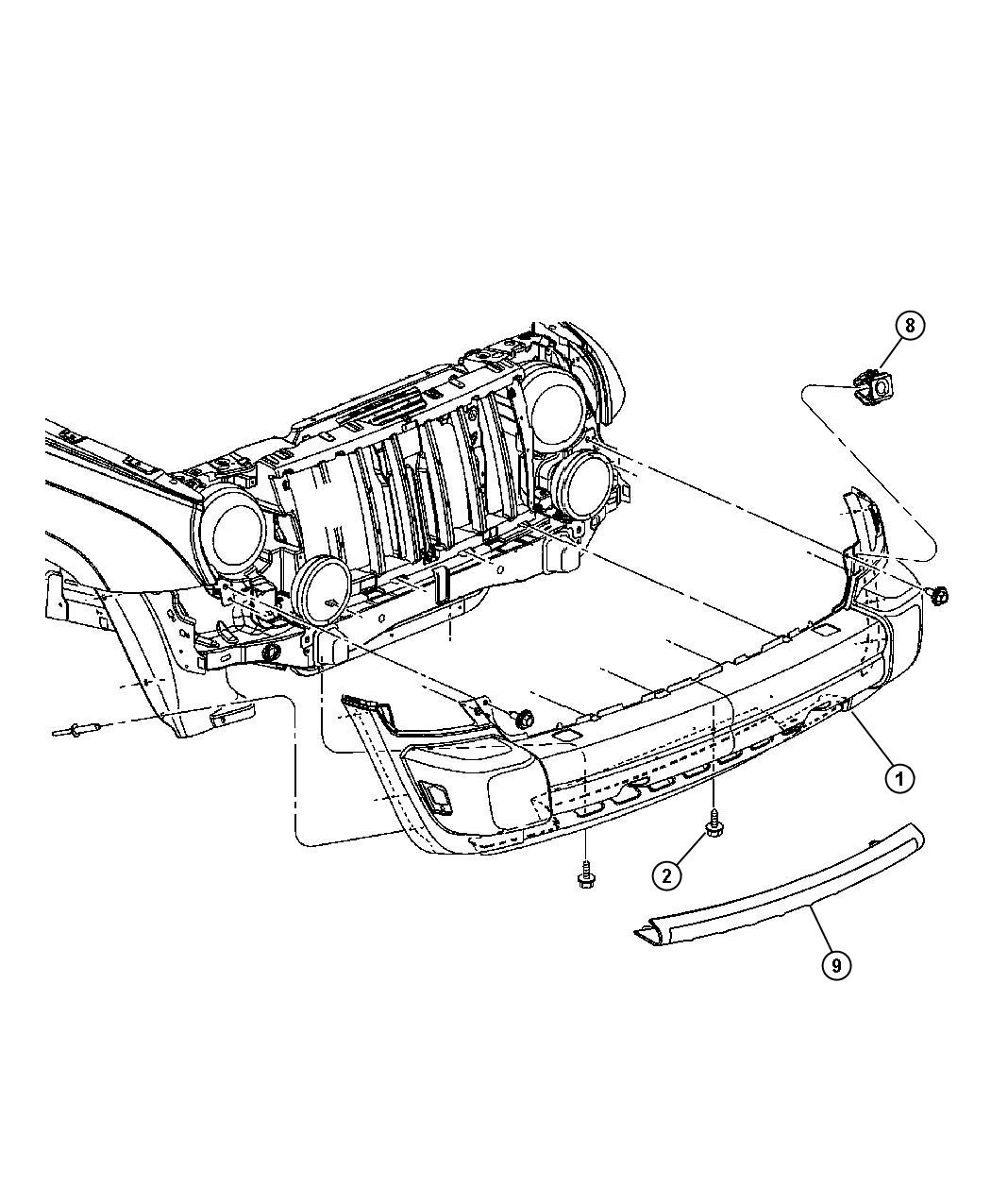 Diagram Bumper, Front. for your 1999 Chrysler 300  M 