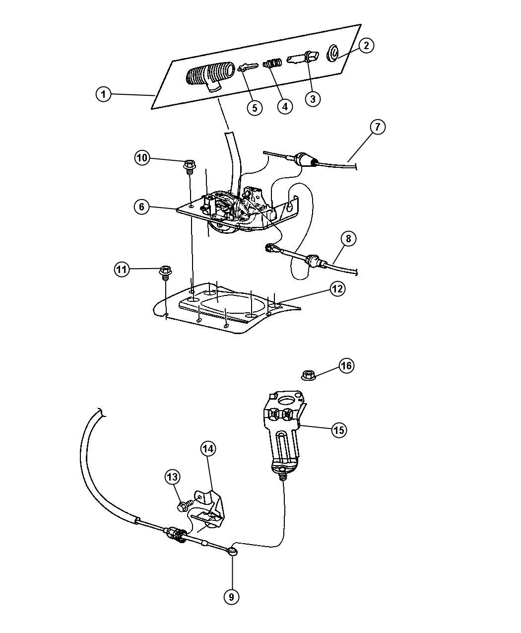 Diagram Gearshift Controls [Transmission-4-Spd. Automatic, 42RLE]. for your 2005 Jeep Wrangler   