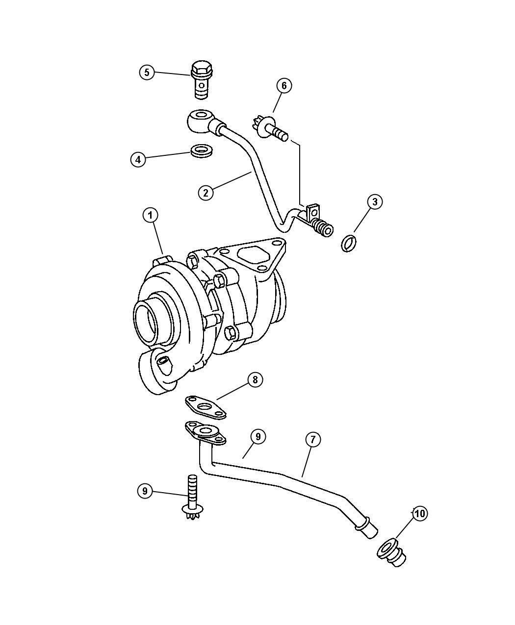 Diagram Turbo, Oil Feed and Return Lines. for your 2004 Chrysler 300  M 