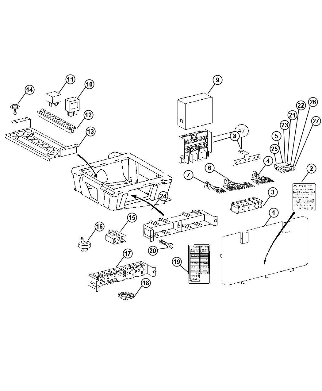 Diagram Under Seat - Relays and Fuses. for your 2011 Jeep Liberty   