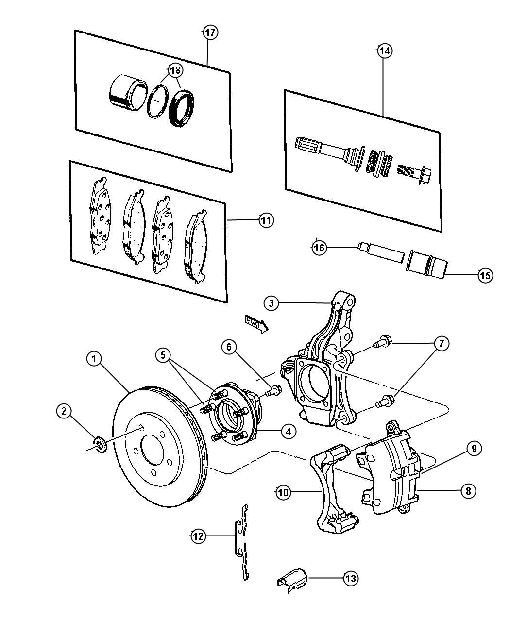 Diagram Brakes, Front. for your Dodge Grand Caravan  