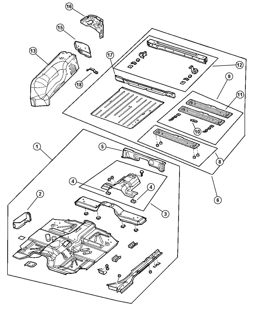 Diagram Pan, Floor Front And Rear. for your Chrysler 300  M