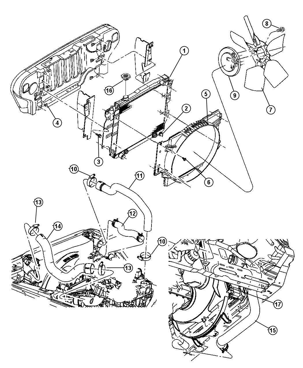 Diagram Radiator And Related Parts. for your 2021 Jeep Wrangler   