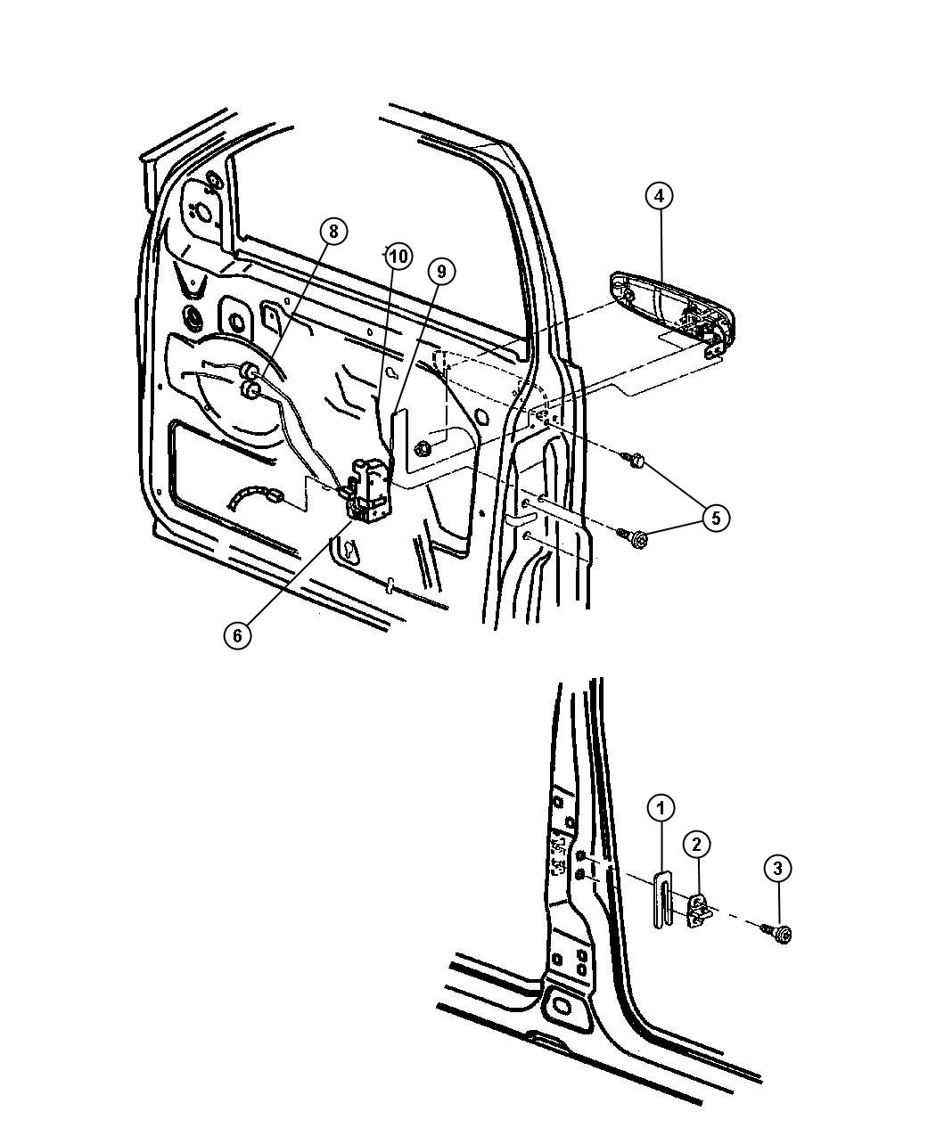 Diagram Door, Front Lock and Controls. for your Jeep