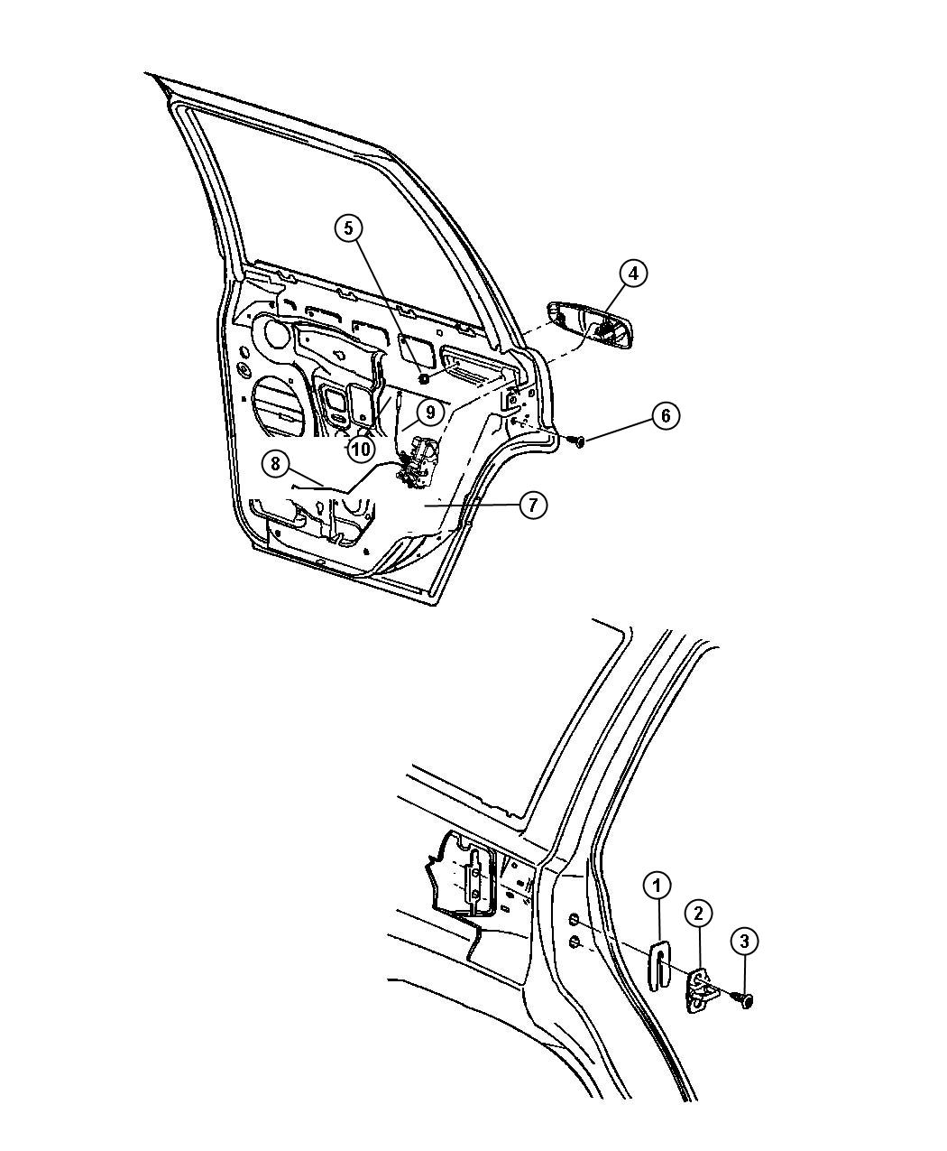 Diagram Door, Rear Lock and Controls. for your Jeep