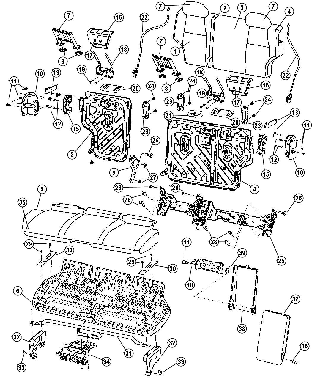 Rear Seat, Trim Code [PL]. Diagram