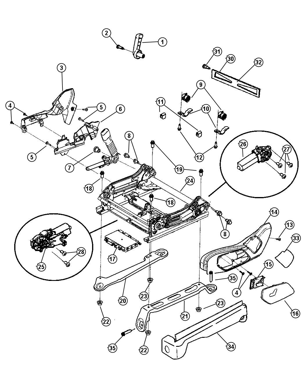 Diagram Adjuster, Recliners, Drivers Seat, Left Hand Drive. for your 2002 Jeep Grand Cherokee   