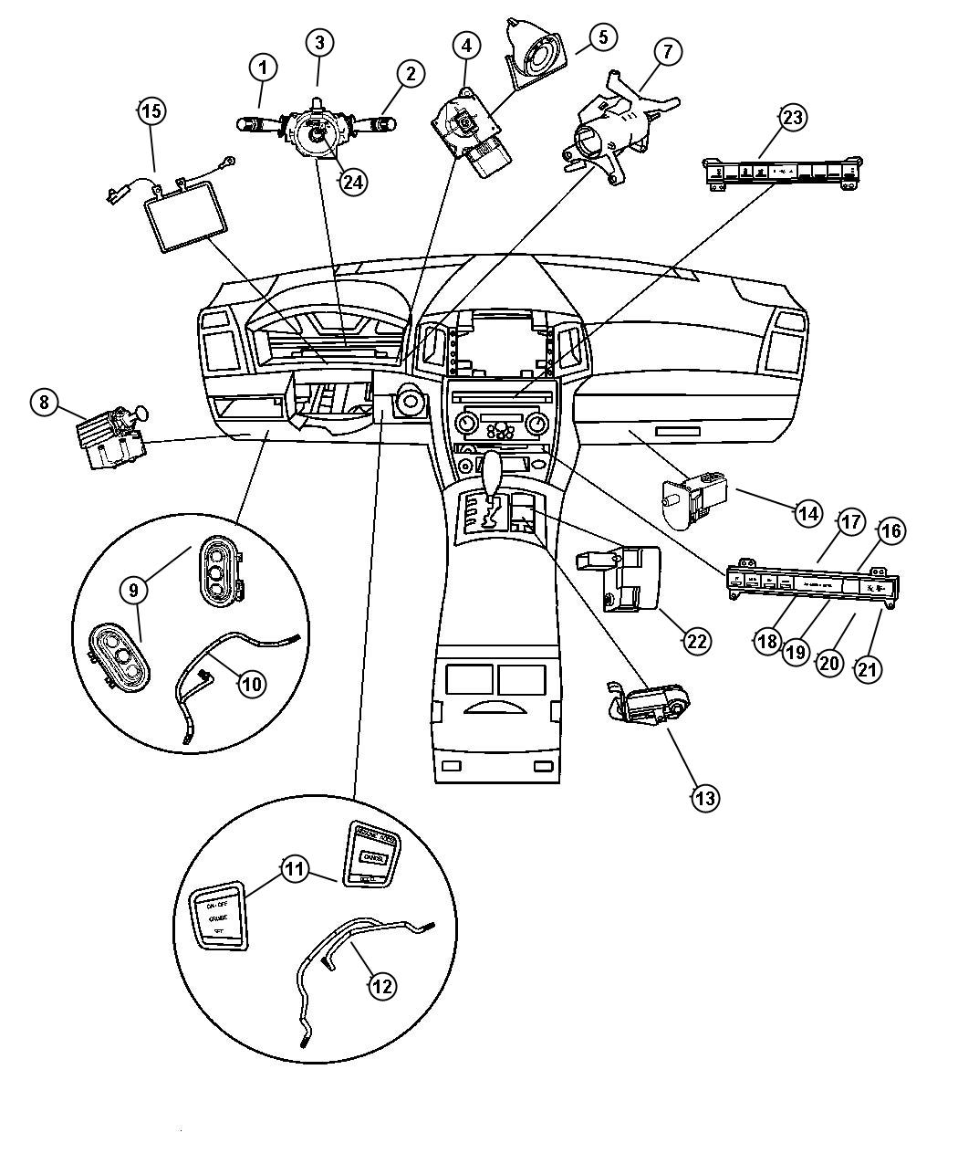 Switches (Instrument Panel and Console). Diagram