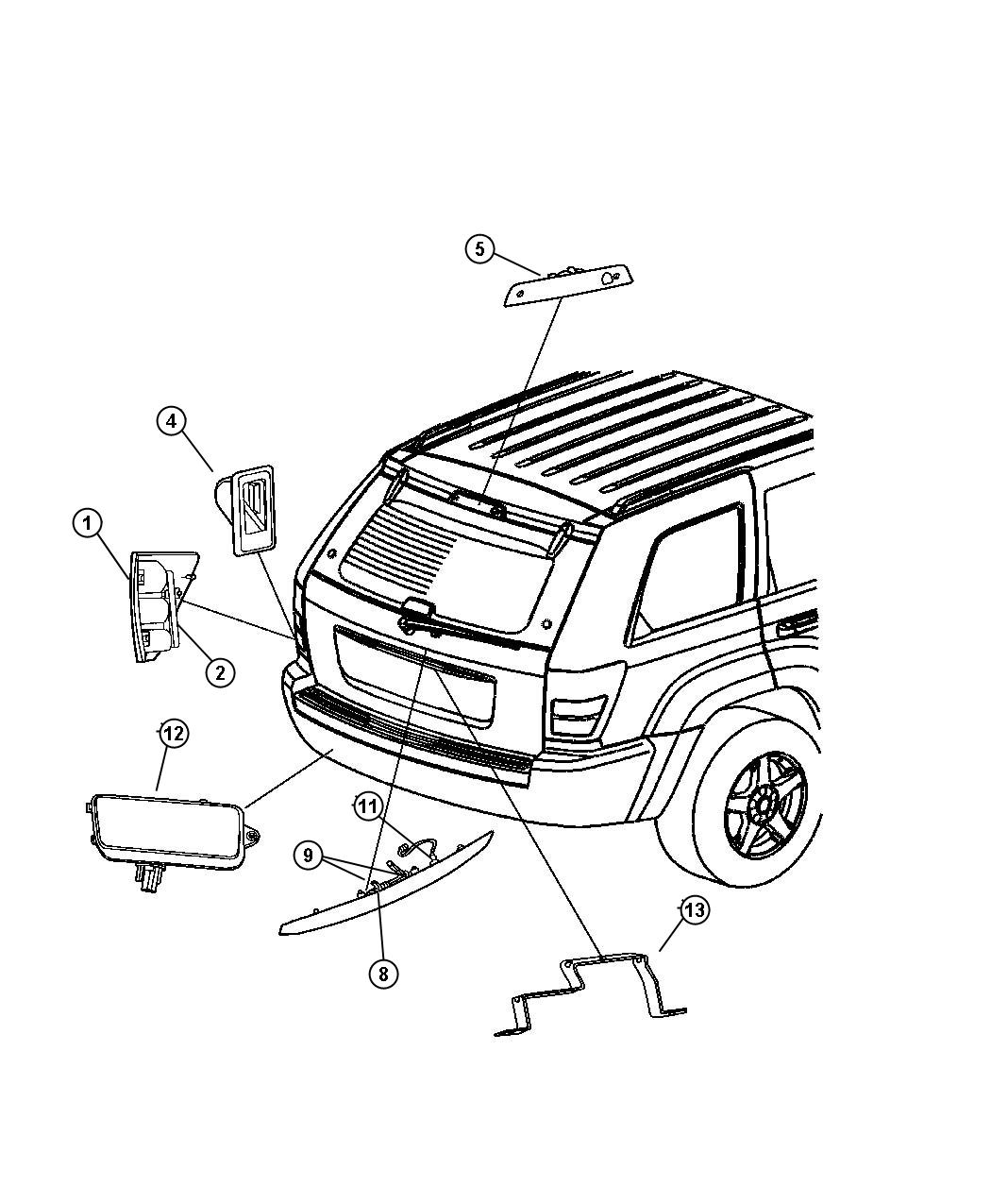 Diagram Lamp - Rear End. for your 2013 Jeep Grand Cherokee   