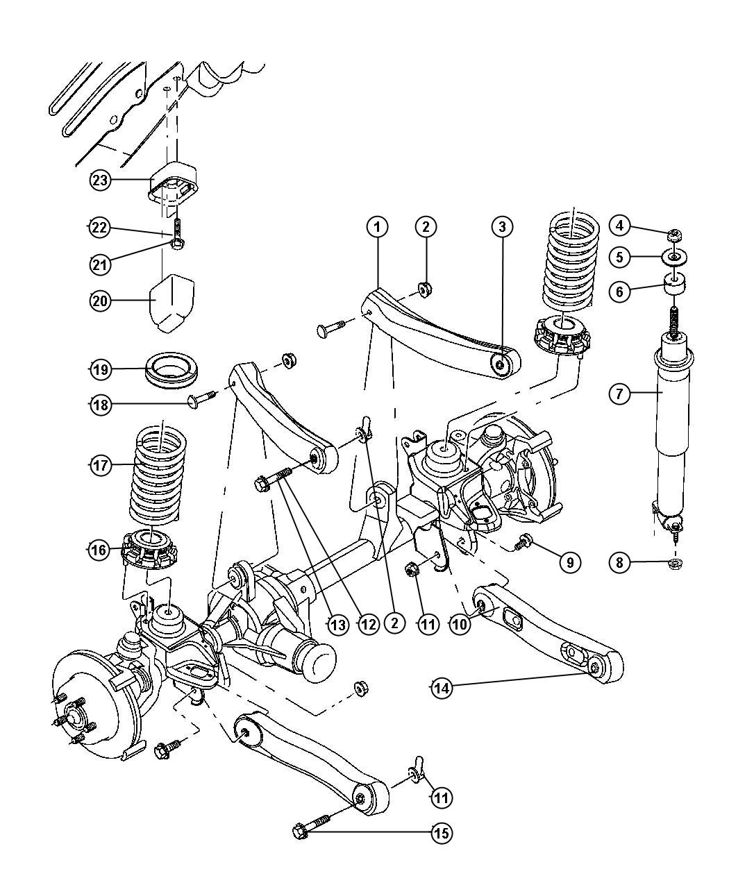 Diagram Suspension,Front Springs With Control Arms and Shocks. for your Jeep