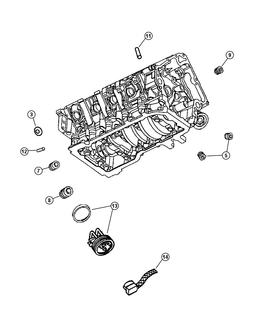 Diagram Cylinder Block 6.1L [6.1L V8 SRT HEMI ENGINE]. for your Chrysler