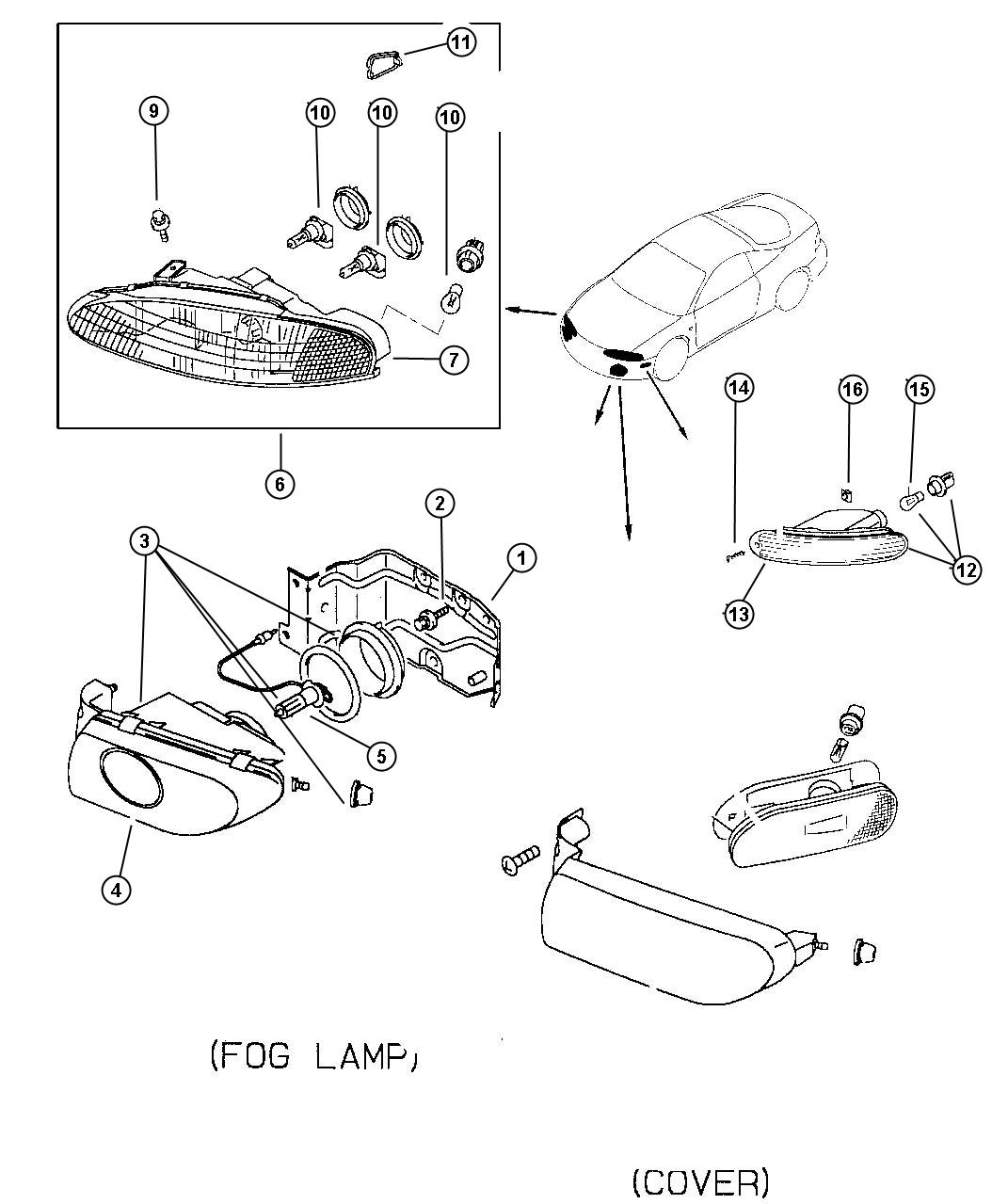 Diagram Lamps Front [Sebring]. for your Chrysler 300  M