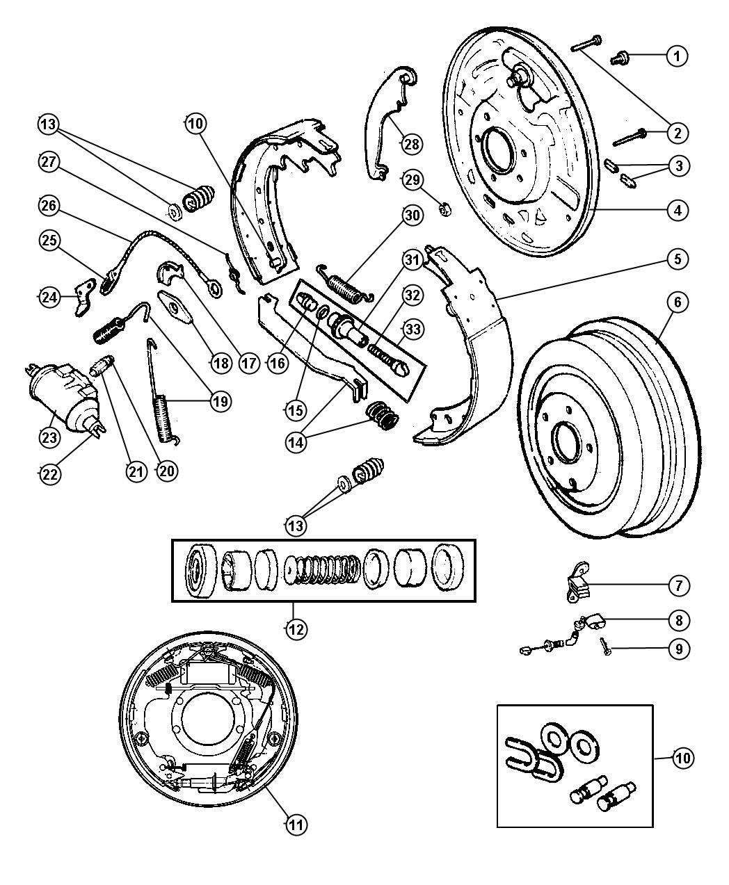 Diagram Brakes,Rear,9 Inches X 2.5 Inches. for your Jeep Grand Cherokee  