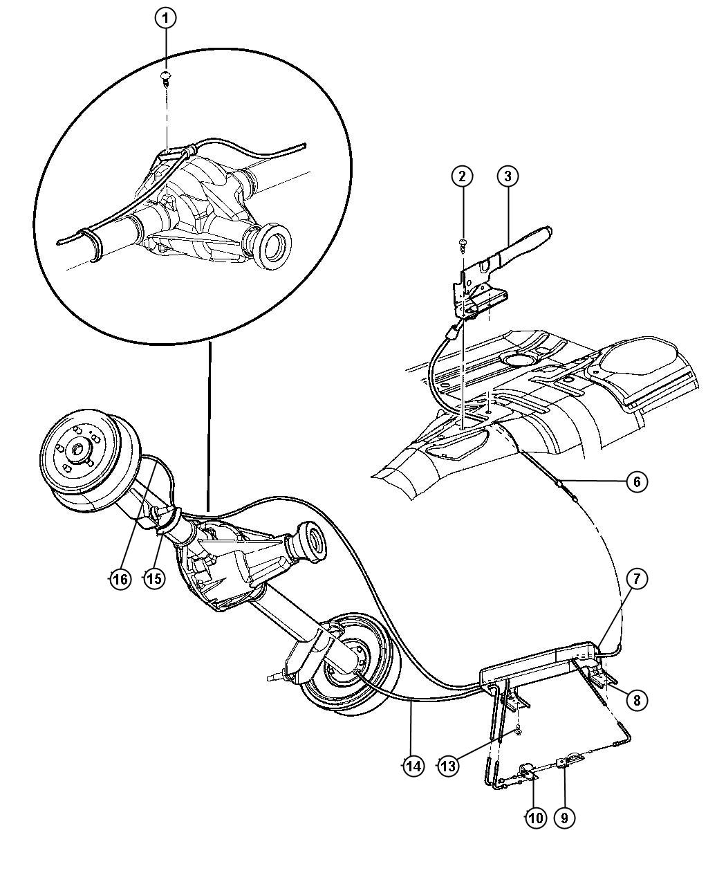 Diagram Park Brake Lever Assembly and Cables. for your Jeep Patriot  