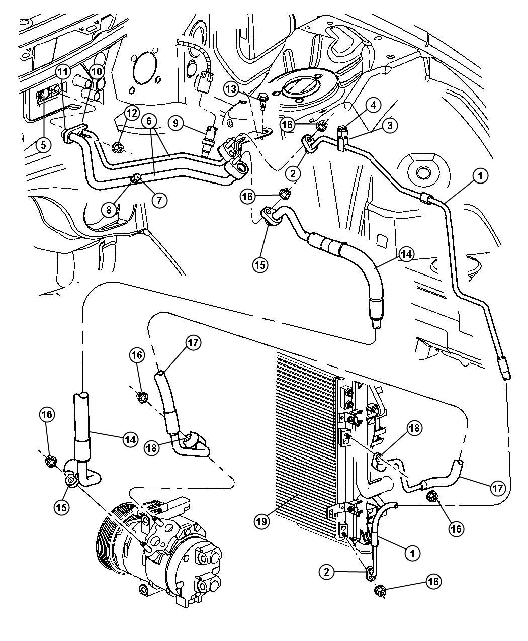 Diagram A/C Plumbing. for your Jeep Wrangler  