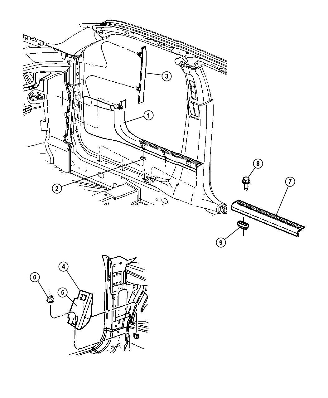 Diagram Scuff Plates and Footrest. for your Chrysler