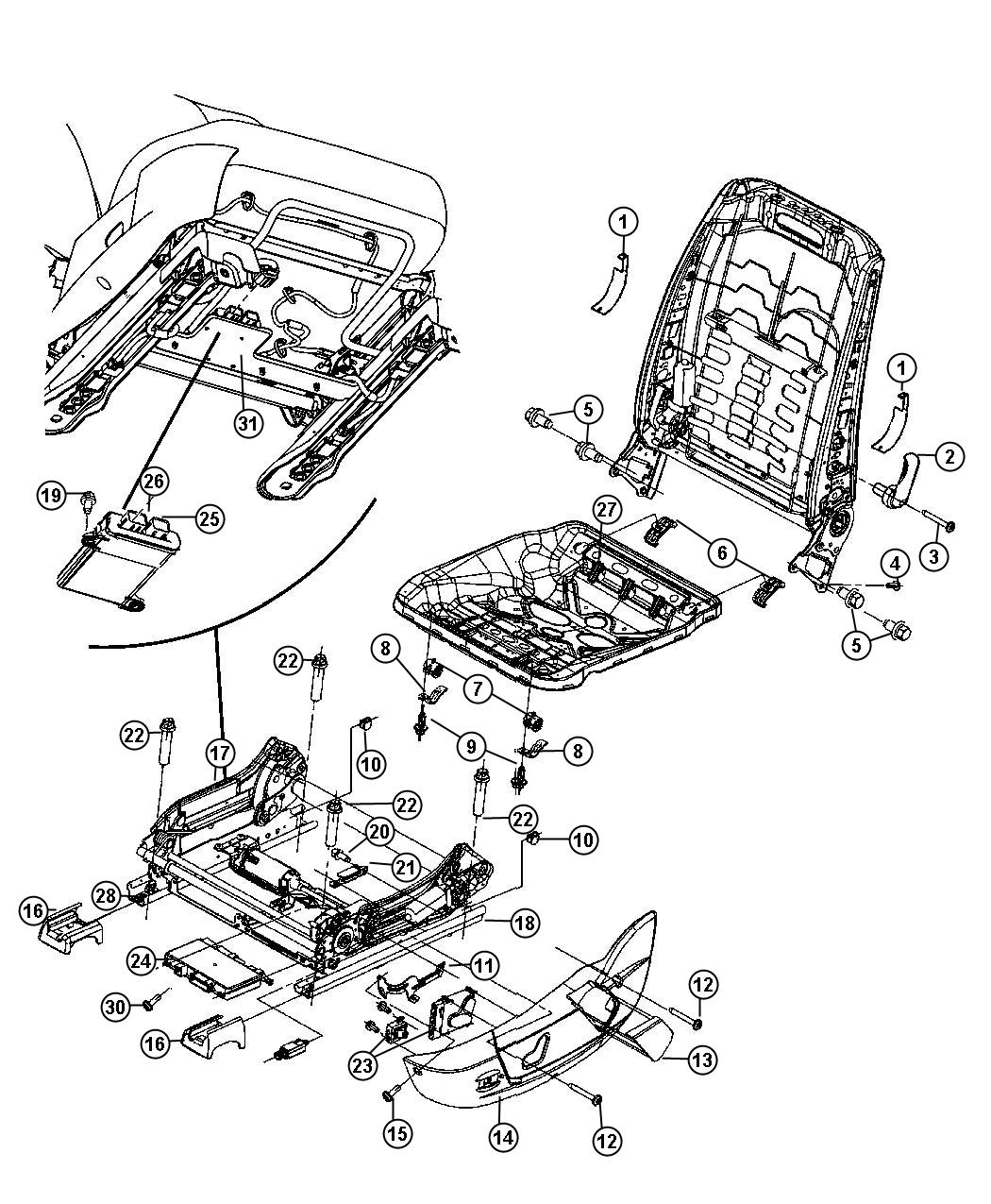 Diagram Seats Attaching Parts Power Seat. for your Dodge Magnum  