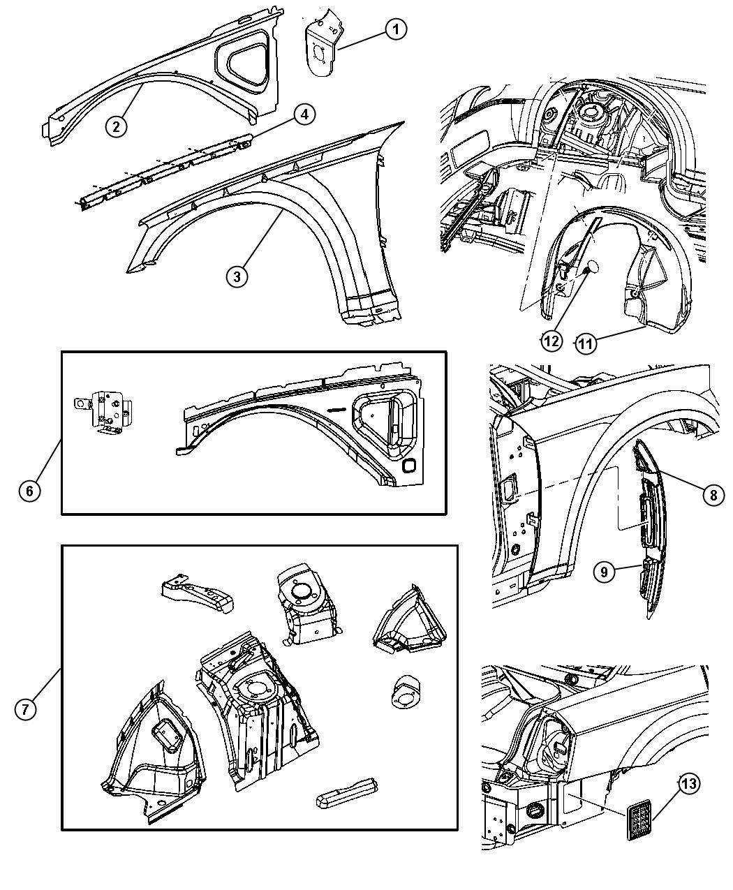 Diagram Front Fender. for your Dodge Magnum  