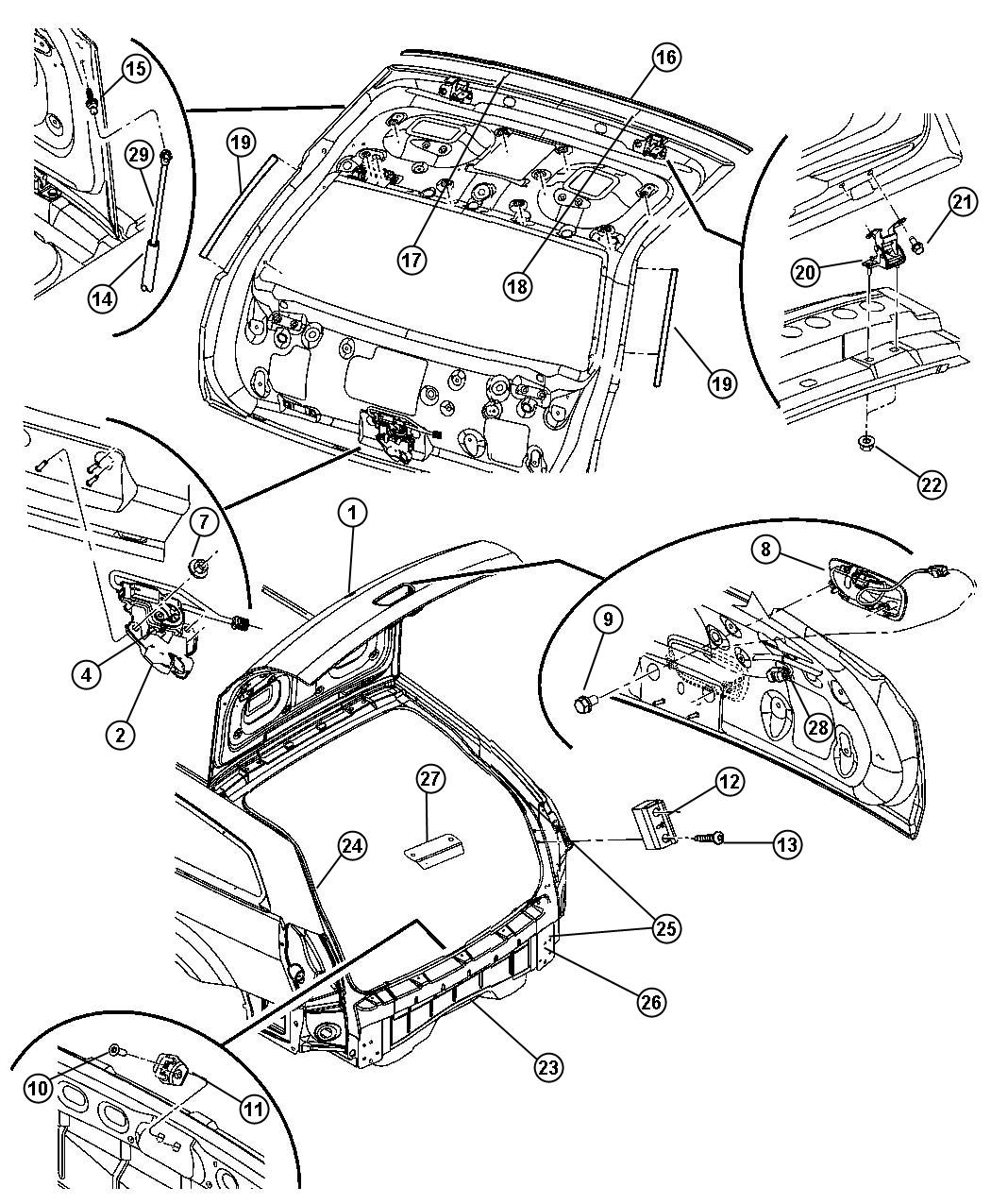 Diagram Deck Lid, Dodge. for your 2006 Jeep Grand Cherokee   