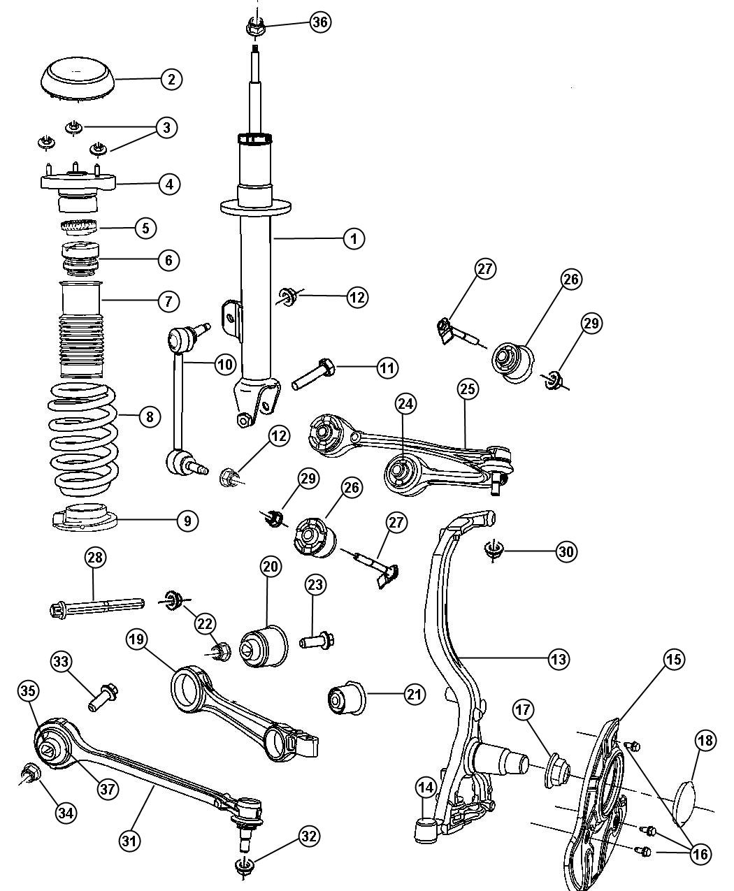 Diagram Suspension, Front-[RWD]. for your 2016 Dodge Dart   