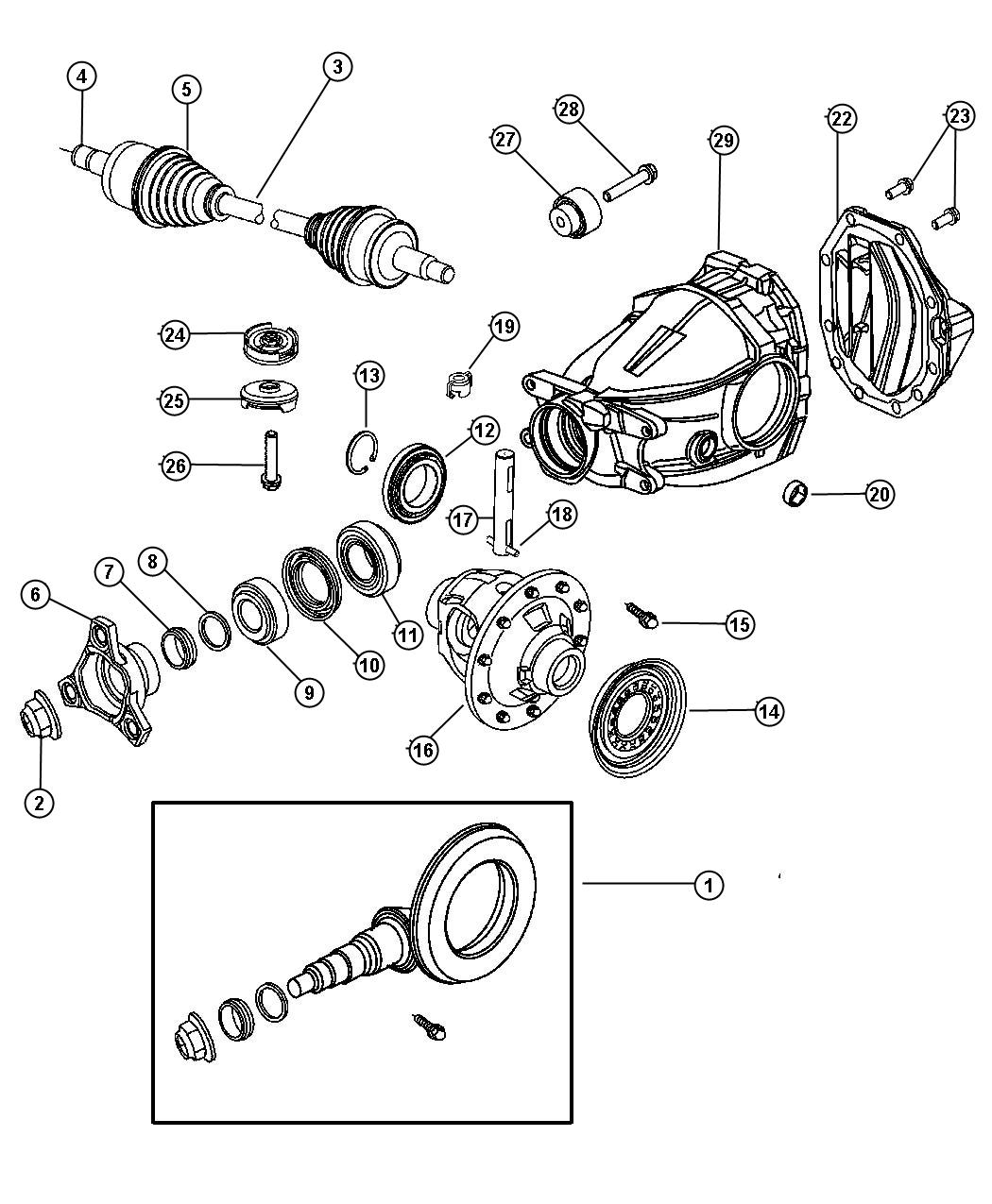 Diagram Housing and Differential with Internal Parts and Axle Shafts-[SUPER TRACK PAK]. for your 2022 Dodge Charger   