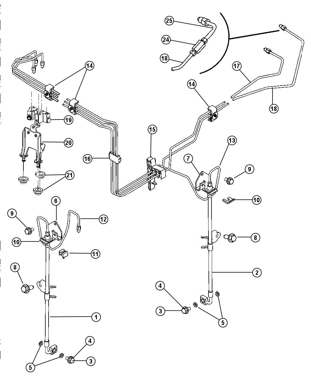 Diagram Lines and Hoses,Brake,Front. for your 2009 Chrysler 300 Limited 3.5L V6 AWD 
