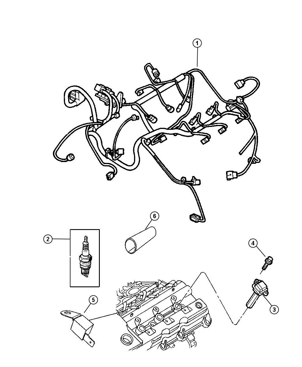 Diagram Spark Plugs-Cables-Coil [2.7L and 3.5L engine]. for your 2006 Chrysler 300   