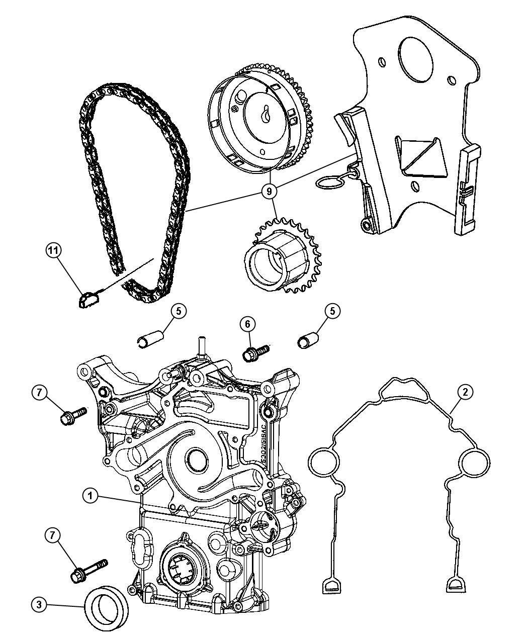 Diagram Timing Cover and Related Parts 6.1L [6.1L SRT HEMI SMPI V8 Engine]. for your 2008 Chrysler Aspen   