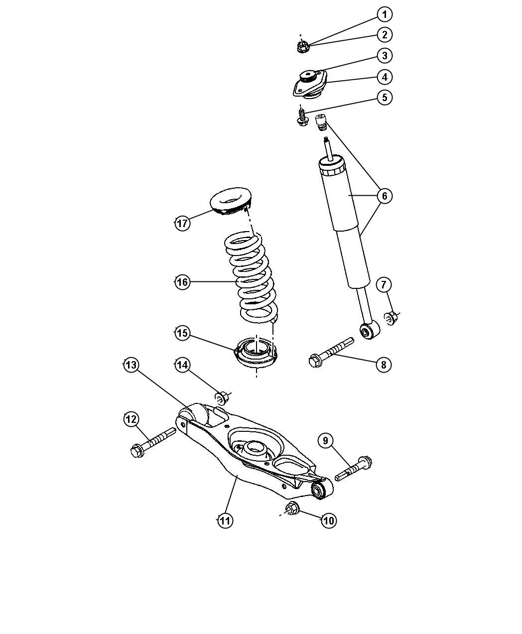 Diagram Rear Shocks, Spring Link. for your 2016 Dodge Grand Caravan   