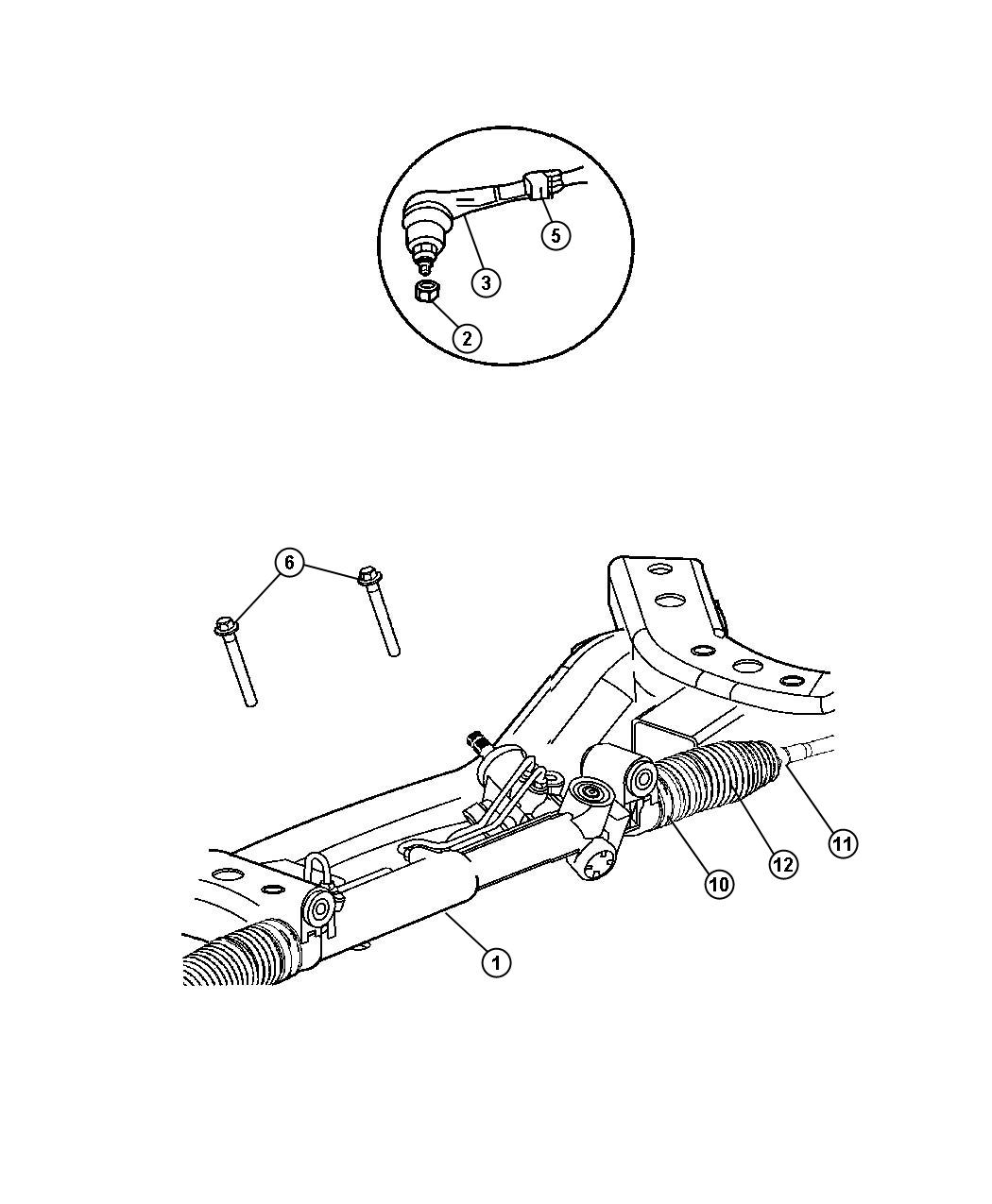 Diagram Gear, Rack and Pinion Power and Attaching Parts. for your 2005 Ram 1500   