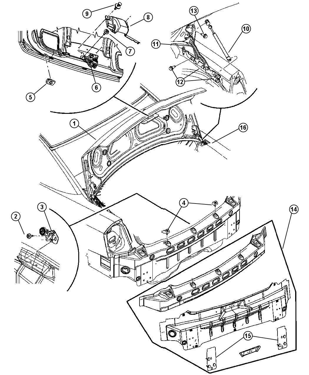 Deck Lid, Dodge Charger. Diagram