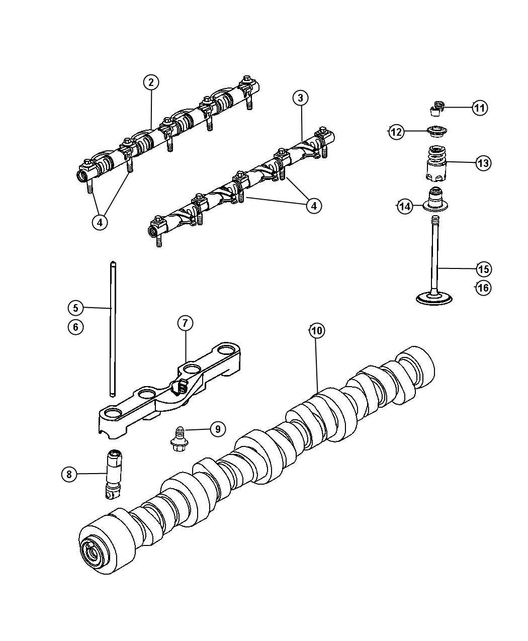 Diagram Camshaft and Valves 5.7L [5.7L V8 HEMI MDS ENGINE]. for your Dodge Magnum  