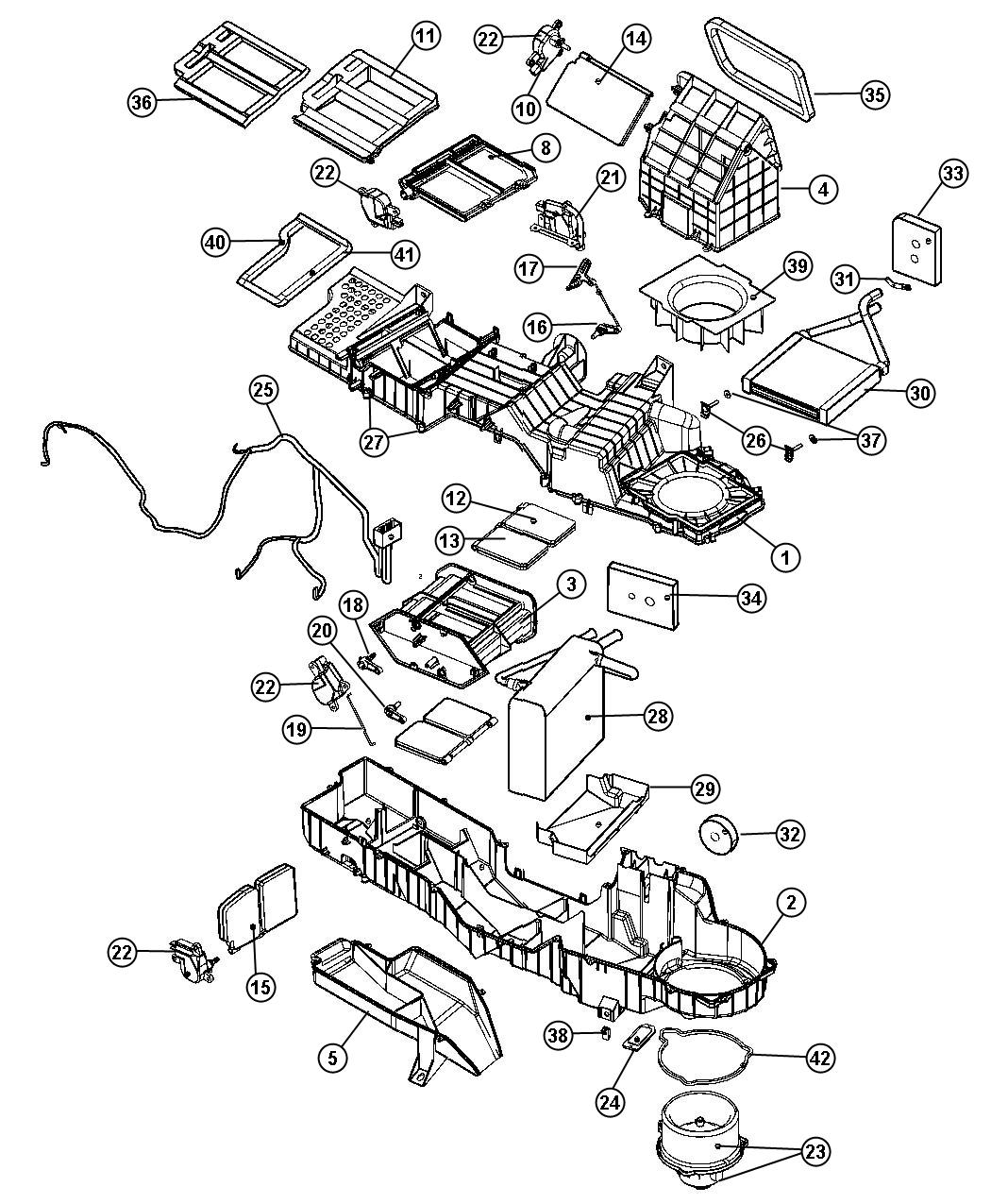 Diagram Air Conditioner and Heater Unit. for your Dodge Ram 1500  