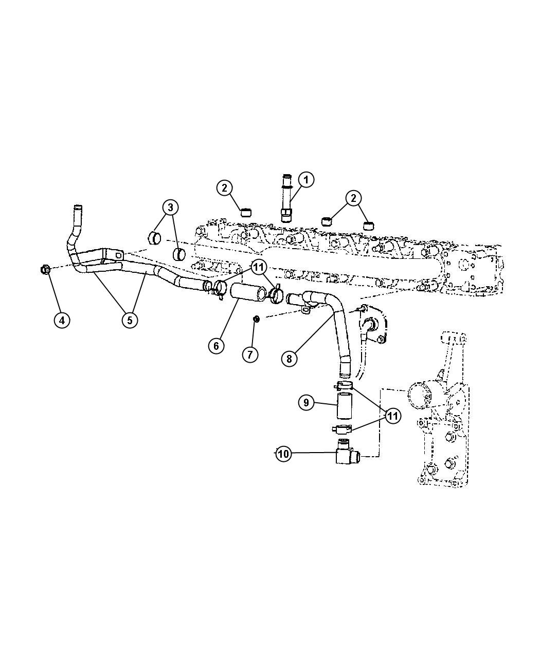 Diagram Plumbing, Cabin Heater Diesel Engine. for your Dodge Ram 2500  